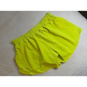 Lululemon Hotty Hot Shorts Women 12 Electric Lemon Neon Yellow High-Rise 4" Line